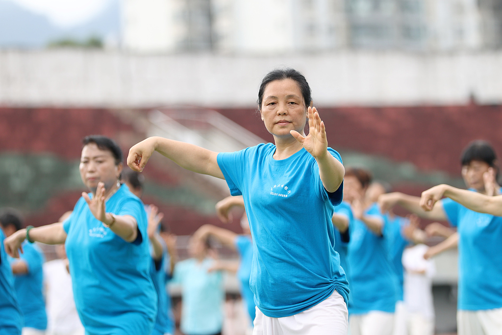 Taiji enthusiasts in southwest China's Chongqing Municipality, August 6, 2023. /CFP
