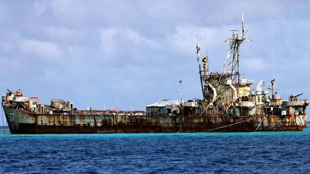 A rusted-out World War II Philippine warship 