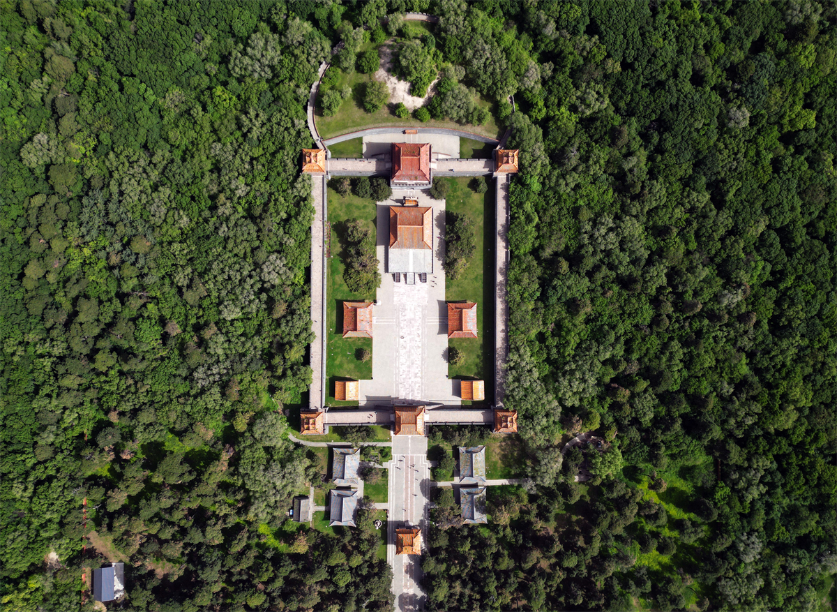 An aerial image shows Zhaoling Mausoleum in Shenyang, Liaoning Province, May 21, 2023. /CNSPHOTO