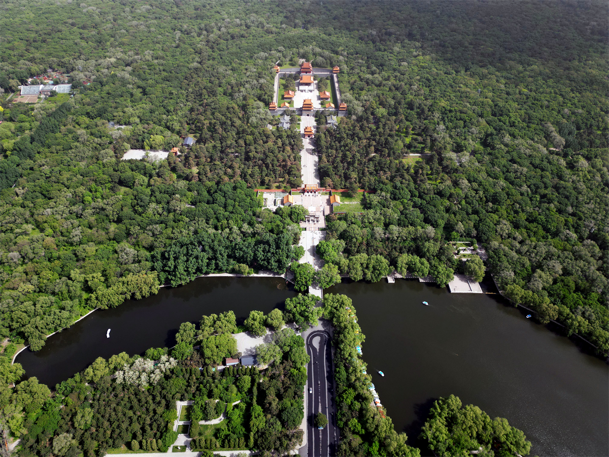 An aerial image shows Zhaoling Mausoleum in Shenyang, Liaoning Province, May 21, 2023. /CNSPHOTO