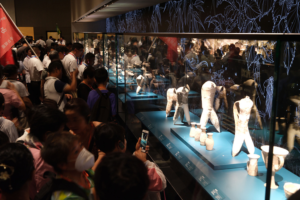 Tourists visit the new venue of the Sanxingdui Museum in Chengdu, Sichuan Province on August 8, 2023. /CFP