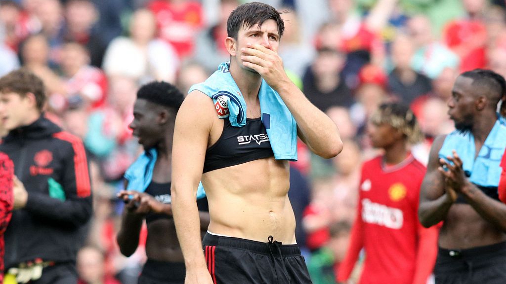 Harry Maguire reacts after the pre-season friendly between Manchester United and Athletic Club Bilbao at the Aviva Stadium, in Dublin, August 6, 2023. /CFP