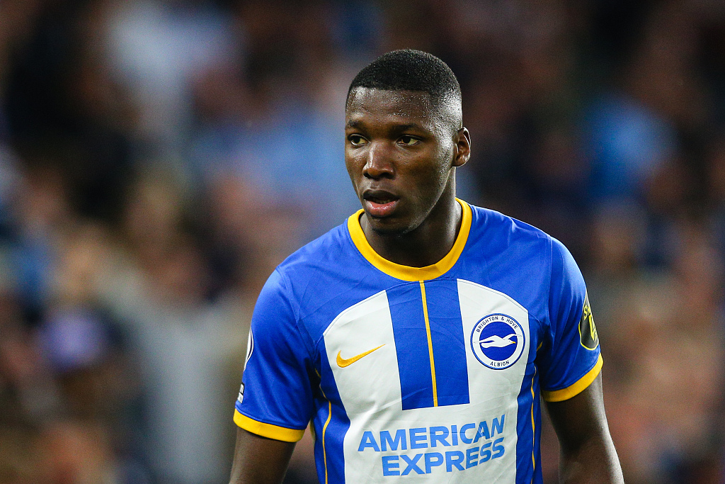 Moises Caicedo of Brighton looks on in the Premier League game against Manchester City at American Express Community Stadium in Brighton, England, May 24, 2023. /CFP 