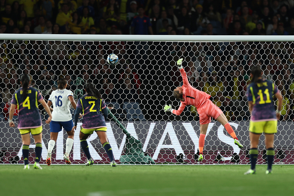 Leicy Santos (not pictured) of Colombia scores a goal in the FIFA Women's World Cup quarterfinals game against England at Stadium Australia in Sydney, Australia, August 12, 2023. /CFP