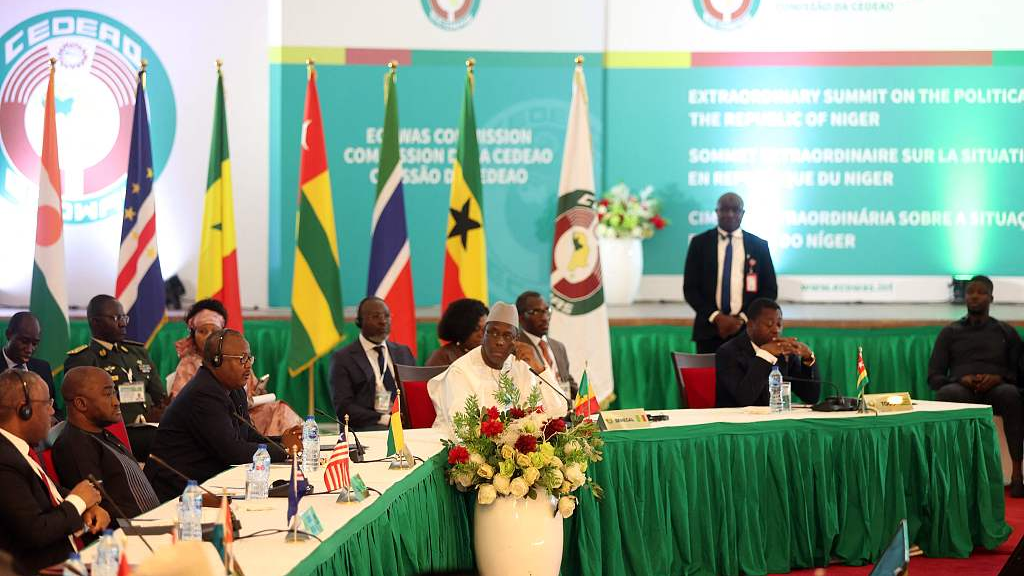 This general view shows the plenary of the Economic Community of West African States (ECOWAS) Head of States and Government extraordinary session in Abuja, on August 10, 2023. /CFP