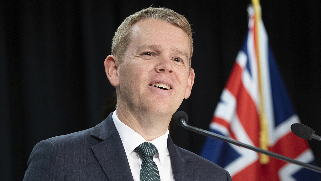 New Zealand's Prime Minister Chris Hipkins announces an end to all COVID-19 restrictions during a press conference at the Parliament in Wellington, August 14, 2023. /CFP