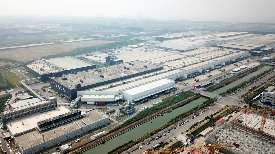 The Tesla Gigafactory in the Lin-gang Special Area of China (Shanghai) Pilot Free Trade Zone in east China's Shanghai, August 20, 2022. /Xinhua