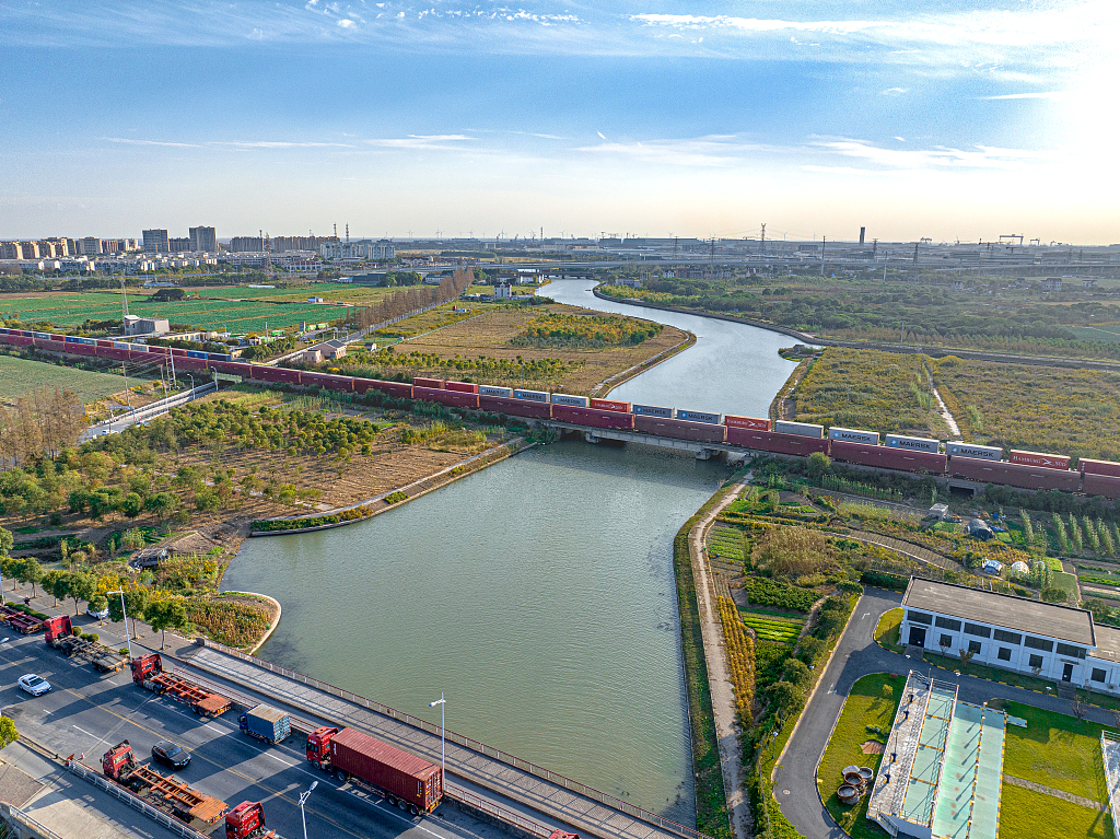 Luchao Port Container Center Station, Pudong New Area, eastern China's Shanghai Municipality. /CFP