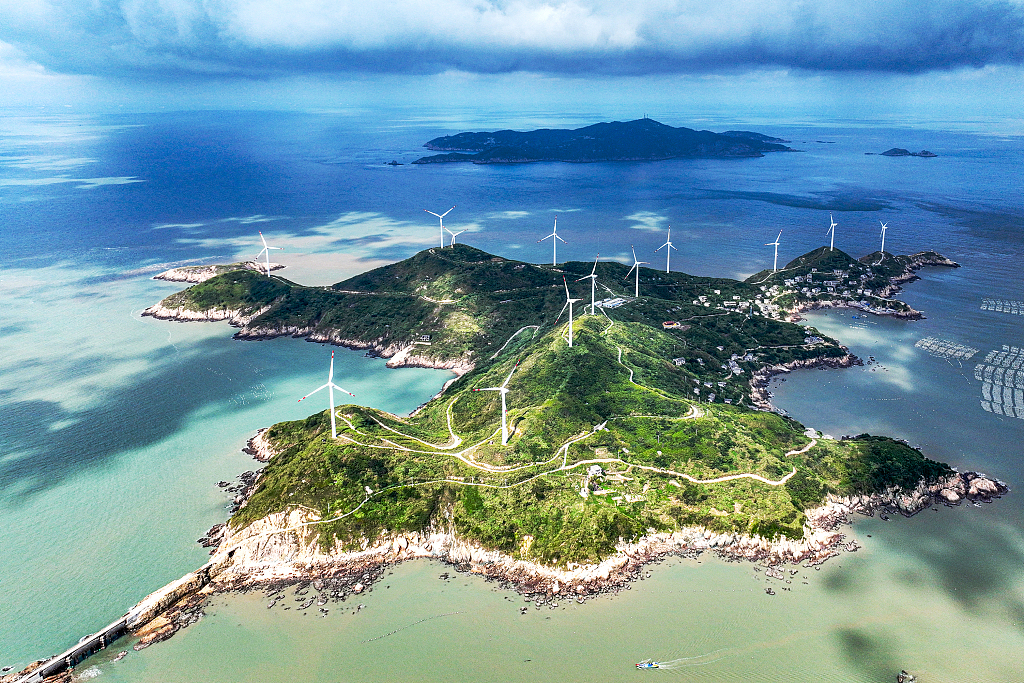 Wind turbines on an island in Zhoushan City, east China's Zhejiang Province. /CFP