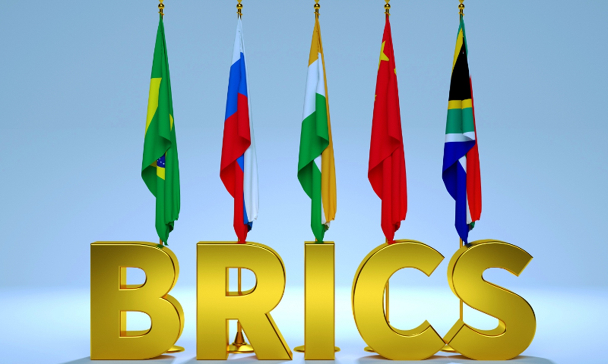 File photo of flags of BRICS member countries including Brazil, Russia, India, China and South Africa. /CFP