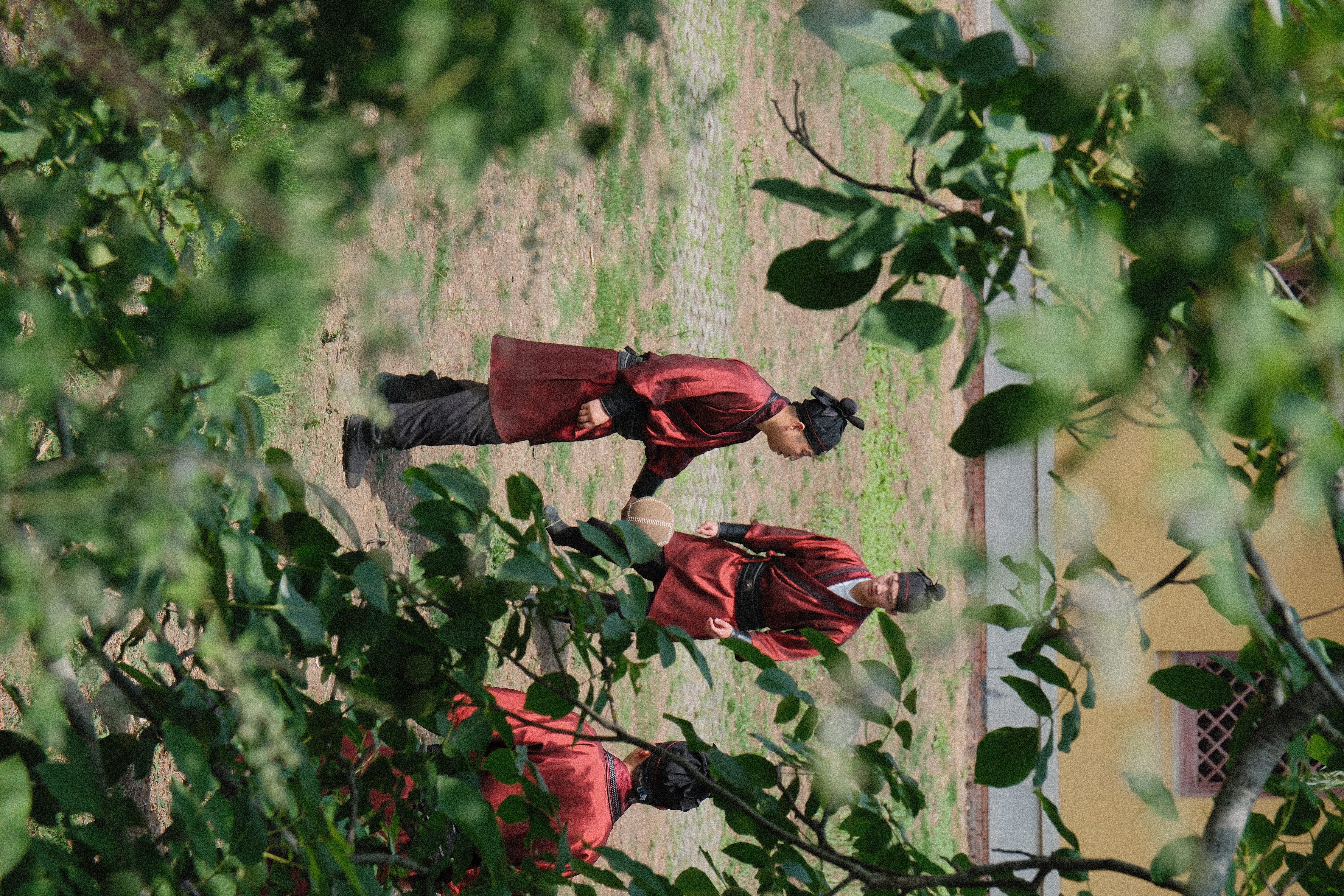 This undated photo shows people playing cuju dressed in traditional costumes in Zibo, east China's Shandong Province. /CGTN