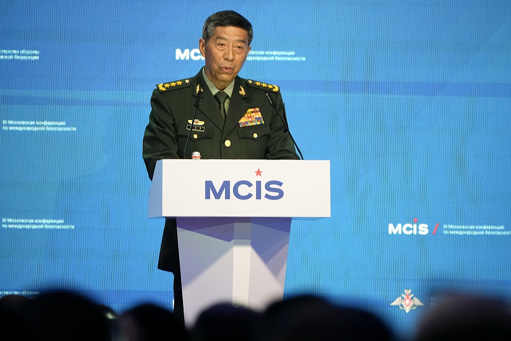 Chinese State Councilor and Defense Minister General Li Shangfu delivers a speech at the 11th Moscow Conference on International Security in the town of Kubinka, Moscow, Russia, August 15, 2023. /CFP