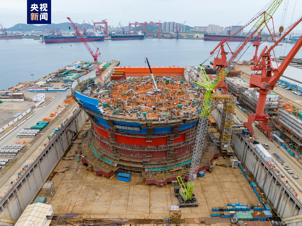 The main hull structure of the Haiyang Shiyou 122 FPSO. /China Media Group