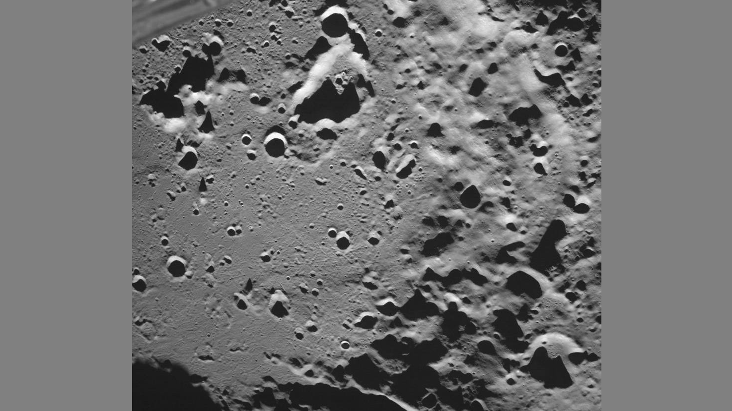 The first image captured by Russia's lunar spacecraft Luna-25 of the moon's surface. /China Media Group