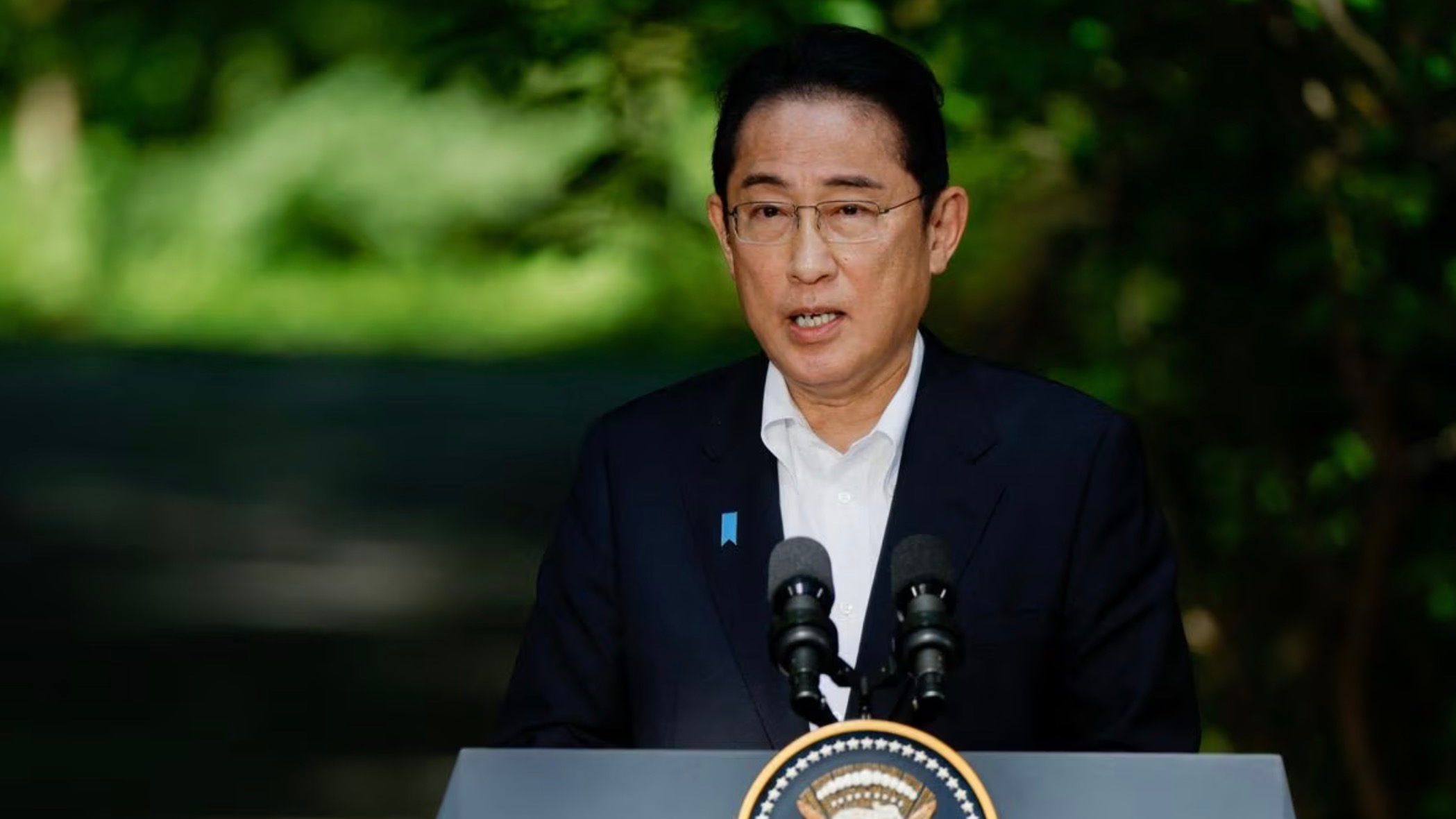 Japanese Prime Minister Fumio Kishida speaks during a press conference at Camp David near Thurmont, Maryland, U.S., August 18, 2023. /Reuters