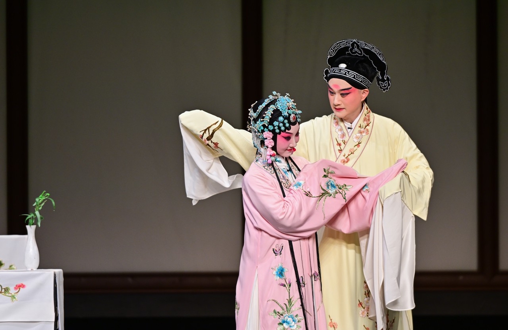A photo taken on June 30, 2023, shows actors performing the Kunqu opera 