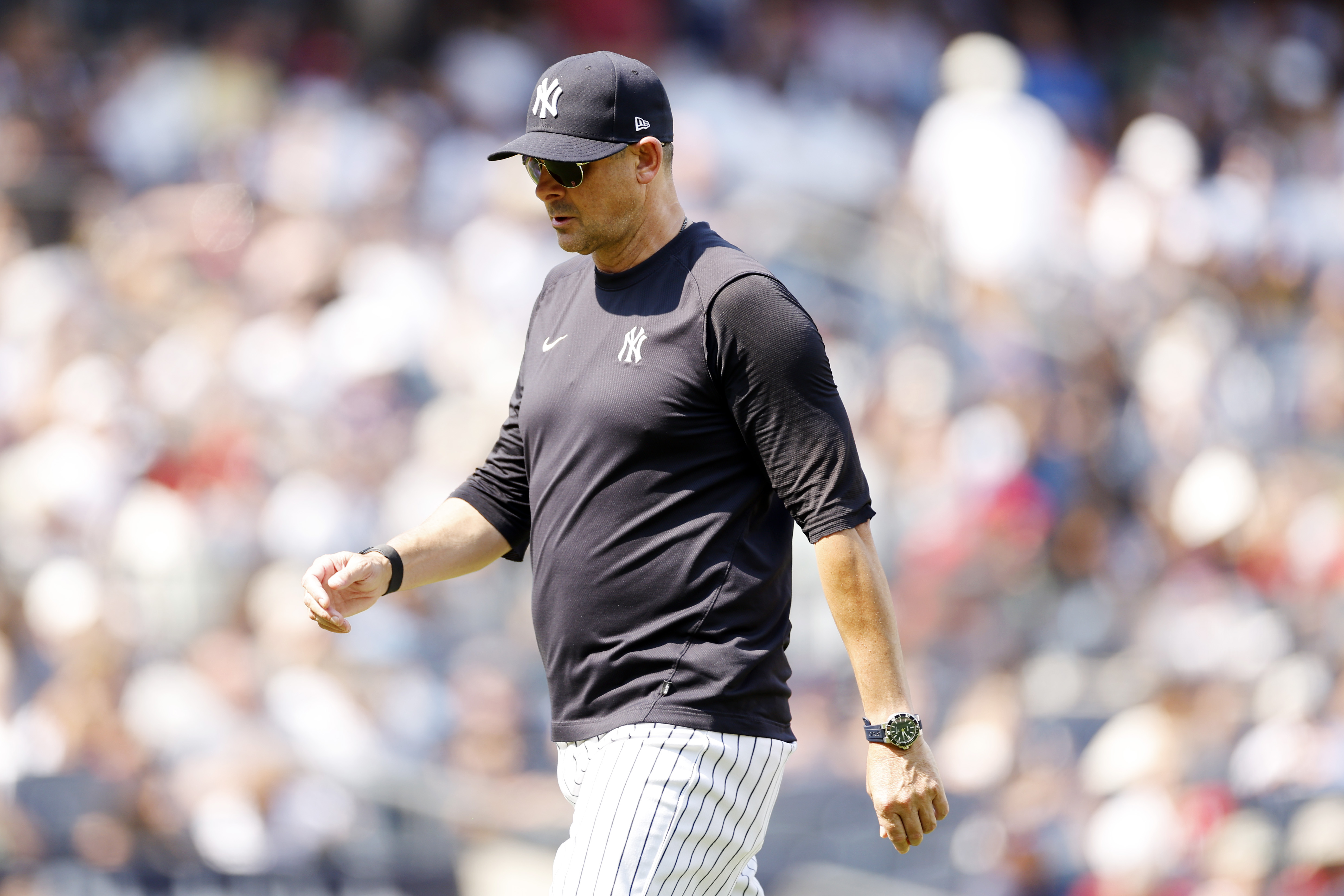 Aaron Boone, manager of the New York Yankees, looks on during the game against the Boston Red Sox at Yankee Stadium in New York City, August 20, 2023. /CFP