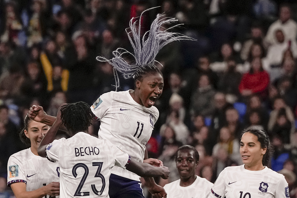 Kadidiatou Diani (#11) of France celebrates after scoring a goal during their group match between France and Panama in Sydney, Australia, August 2, 2023. /CFP