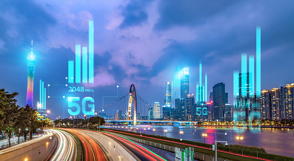 A computer-generated image of rapid development of 5G network in Guangzhou City of south China's Guangdong Province. /CFP