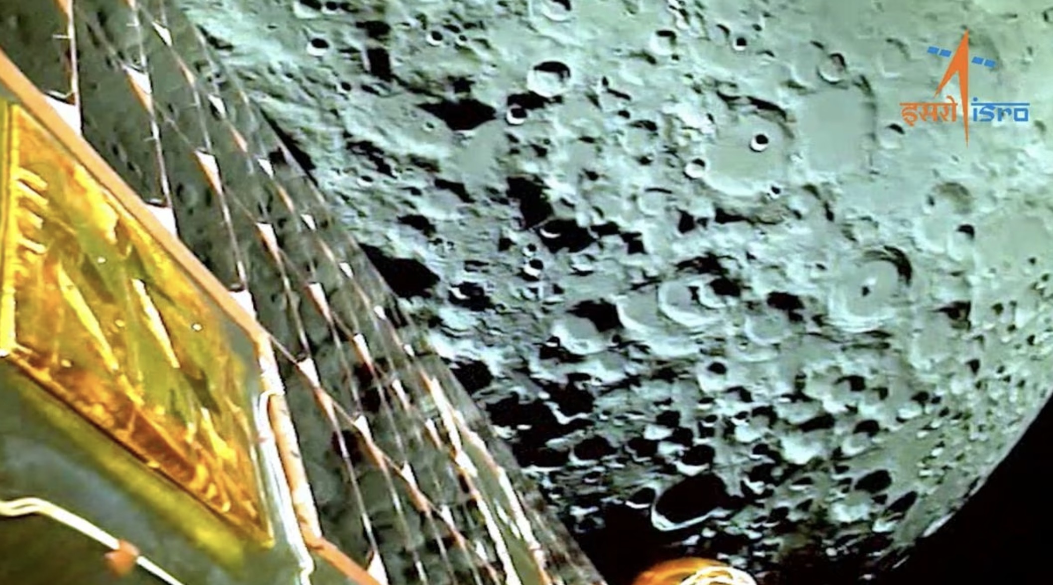 A view of the moon as viewed by the Chandrayaan-3 lander during Lunar Orbit Insertion on August 5, 2023, in this screengrab from a video released on August 6, 2023. /ISRO