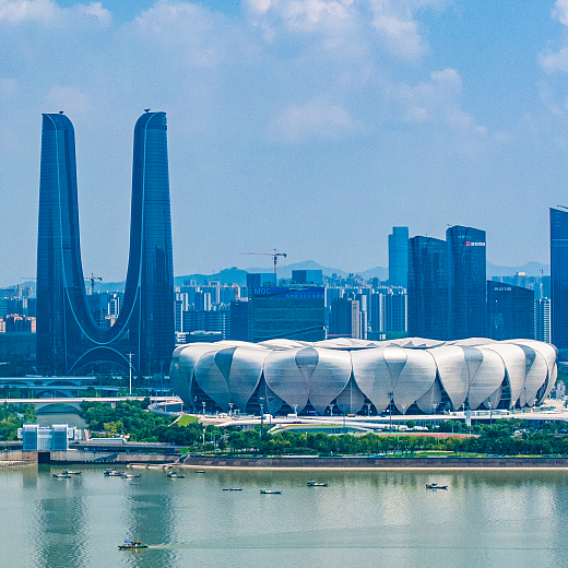 Live: Bird's-eye View Of Hangzhou Olympic Sports Center Venue Cluster ...