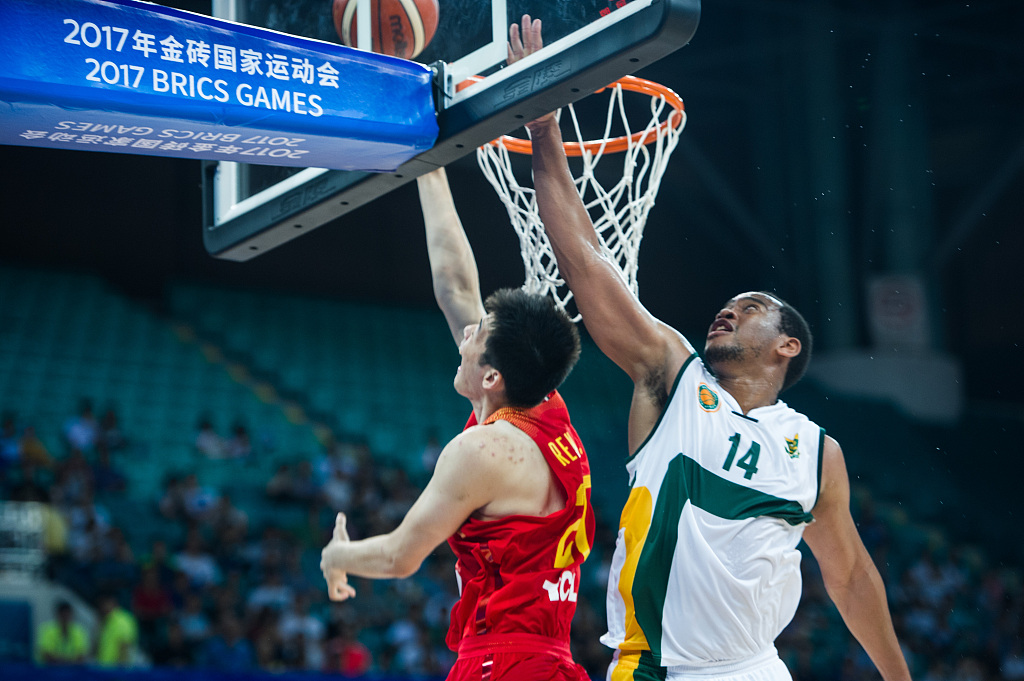 A file photo shows a basketball match at the 2017 BRICS Games which took place at the Guangzhou Tianhe Sports Stadium. /CFP