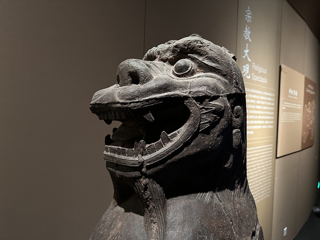 Photo taken on August 20, 2023 shows an ancient pottery object with a unique design on display at Datong Museum in Shanxi Province. /CFP