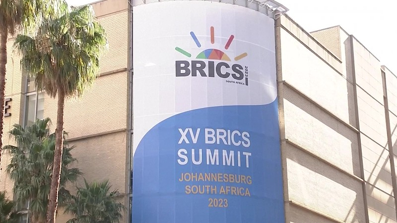 A logo of BRICS Summit seen in Johannesburg, South Africa, August 23, 2023. /CFP
