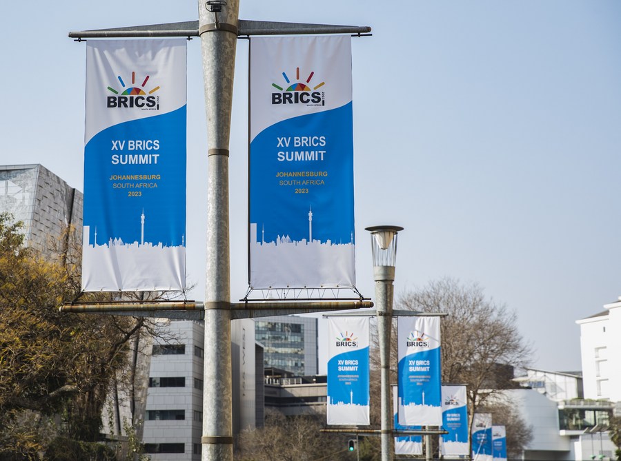 A view near the venue of the 15th BRICS Summit in Johannesburg, South Africa, August 21, 2023. /Xinhua