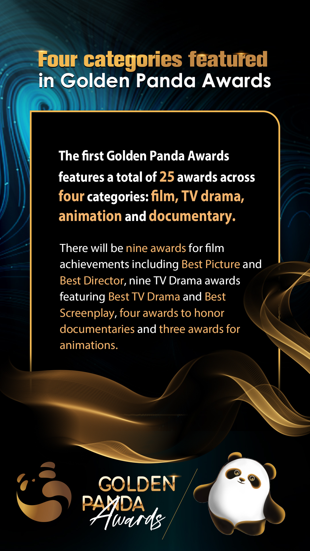 Four categories featured in Golden Panda Awards