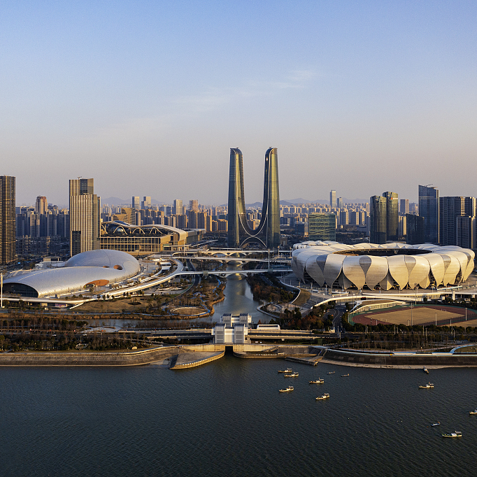 Live Birds Eye View Of Hangzhou Olympic Sports Center Venue Cluster