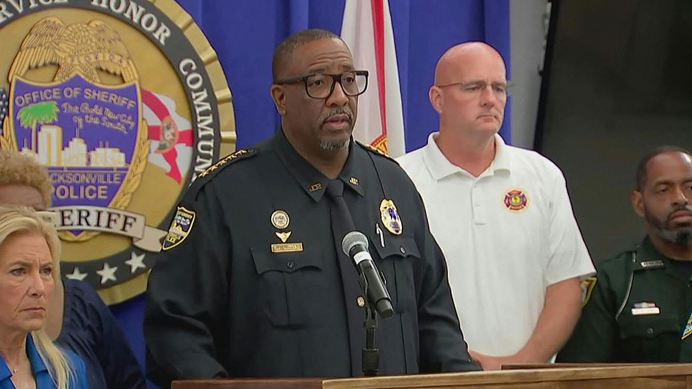 This video grab shows Jacksonville Sheriff T.K. Waters speaking during a news conference about the gunman in Jacksonville, Florida, U.S., August 26, 2023. /CFP