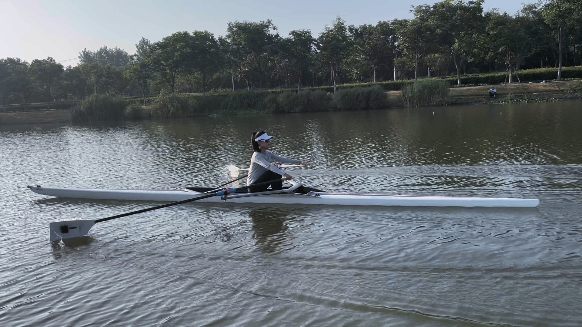 Zhang Jiaying is practicing rowing, August 20, 2023. /Courtesy of Zhang Jiaying