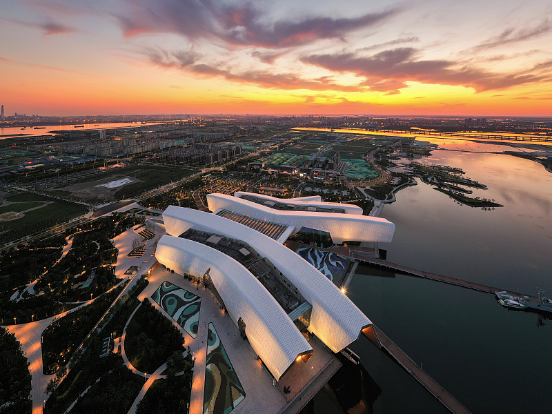 An aerial photo shows a panoramic view of the National Maritime Museum of China in Tianjin. /CFP