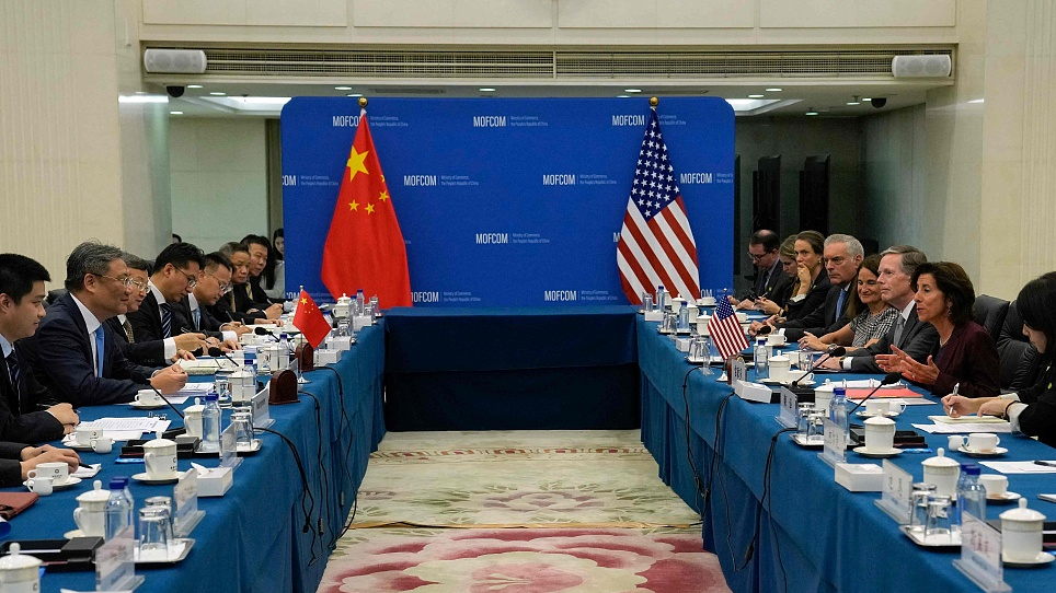 Chinese Commerce Minister Wang Wentao meets with U.S. Commerce Secretary Gina Raimondo in Beijing, China, August 28, 2023. /CFP