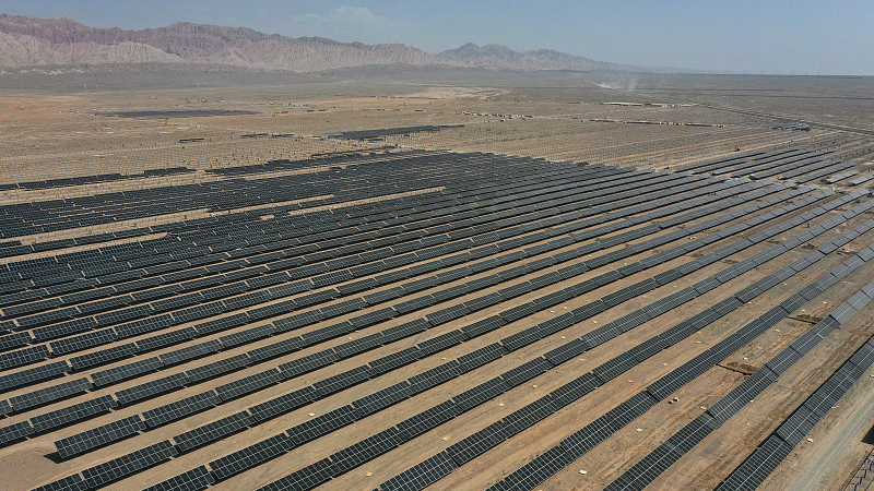 The solar panels are installed at the facility in Kuqa, northwest China's Xinjiang Uygur Autonomous Region, September 9, 2022. /CFP