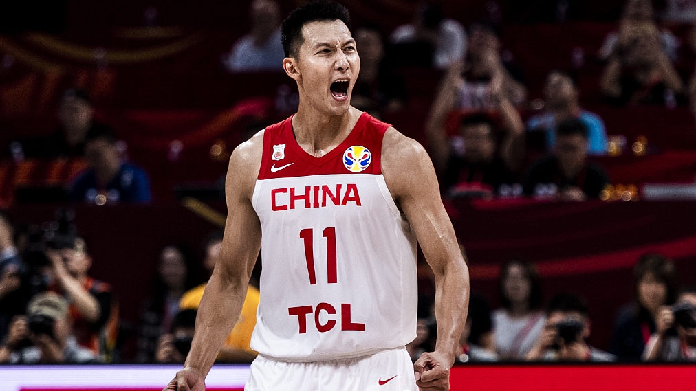 Yi Jianlian reacts during the 2nd round Group A match between China and Poland of FIBA World Cup at the Cadillac Arena in Beijing, China, September 2, 2019. /CFP