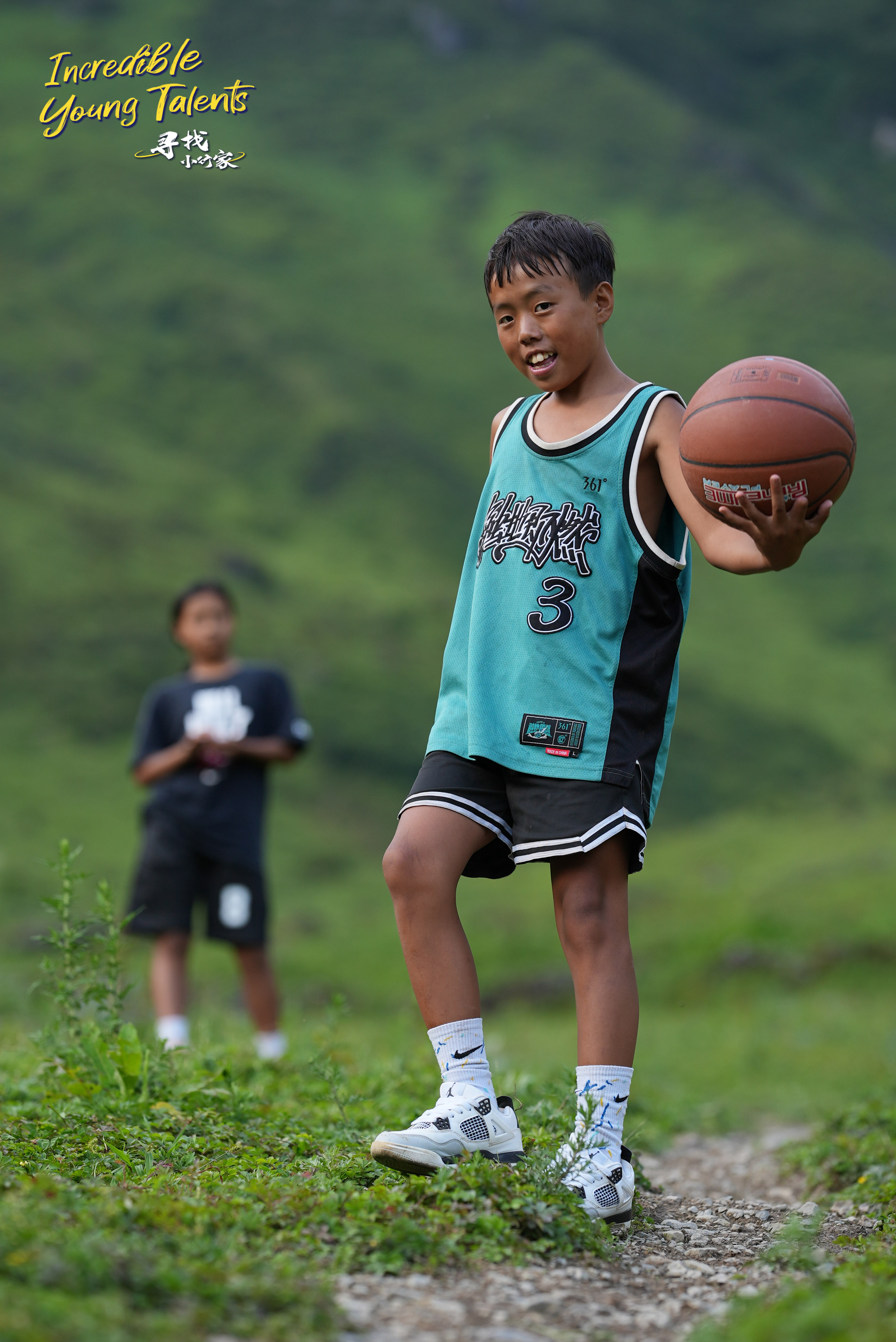 13-year-old boy Guguluojiazi is a basketball enthusiast who wants to grow tall and become a professional player. This photo was taken in August 2023 by a CGTN film crew as they shot an episode of the series 