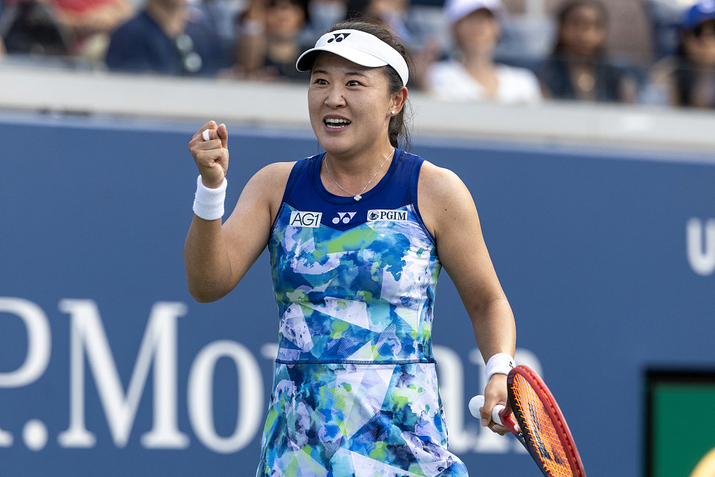 Zhu Lin in action during women's singles second round at U.S. Open in New York, U.S., August 30, 2023. /CFP