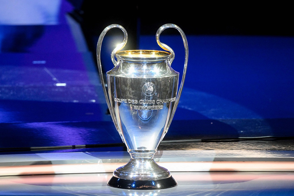The UEFA Champions League trophy on display at the draw at The Grimaldi Forum in the Principality of Monaco, August 31, 2023. /CFP