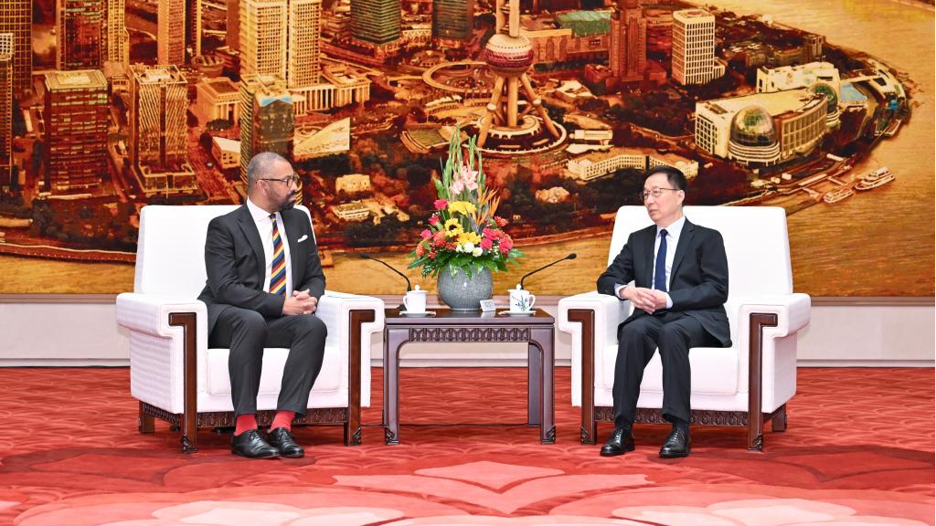 Chinese Vice President Han Zheng meets with James Cleverly, the Secretary of State for Foreign, Commonwealth and Development Affairs of the United Kingdom, in Beijing, China, August 30, 2023. /Xinhua