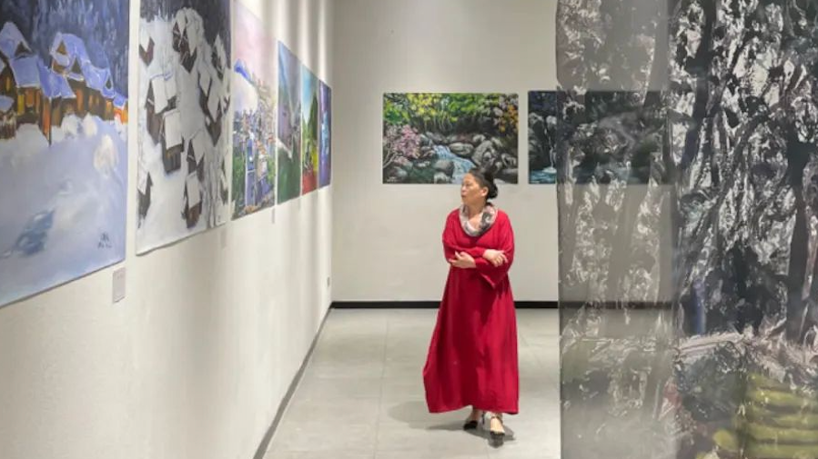 Wang Liuyun at one of her exhibitions. /Courtesy of Wang Liuyun 