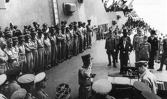 Japan formally signs its surrender during a ceremony held aboard the USS Missouri in Tokyo Bay, Japan, September 2, 1945. /Xinhua