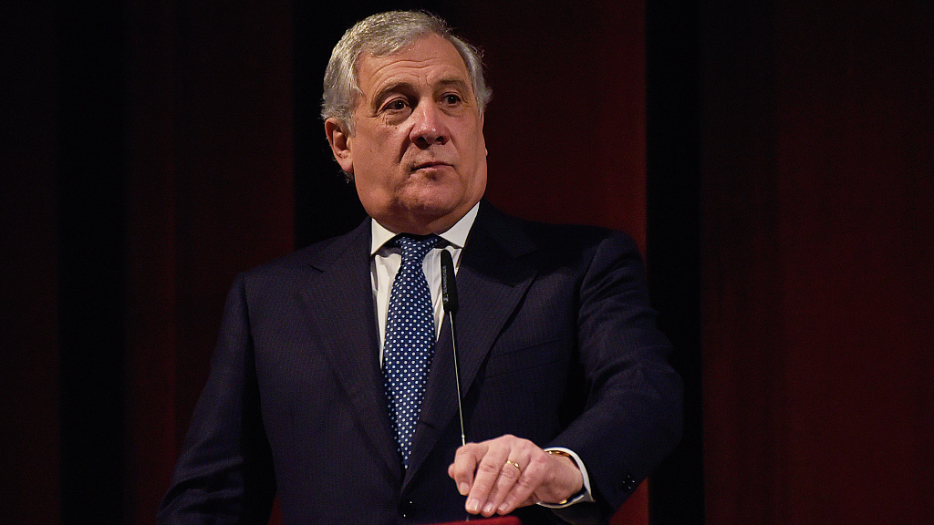 Italian Foreign Minister Antonio Tajani speaks from the stage during a presentation in Rome, Italy, January 9, 2023. /CFP