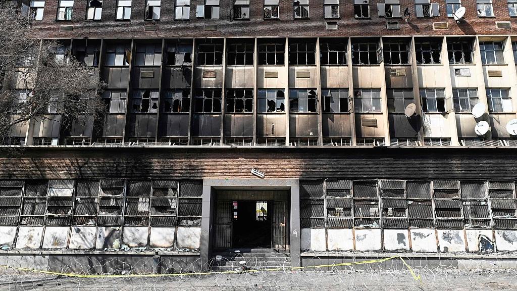 A general view of a burned apartment block in Johannesburg, South Africa, September 1, 2023. /CFP