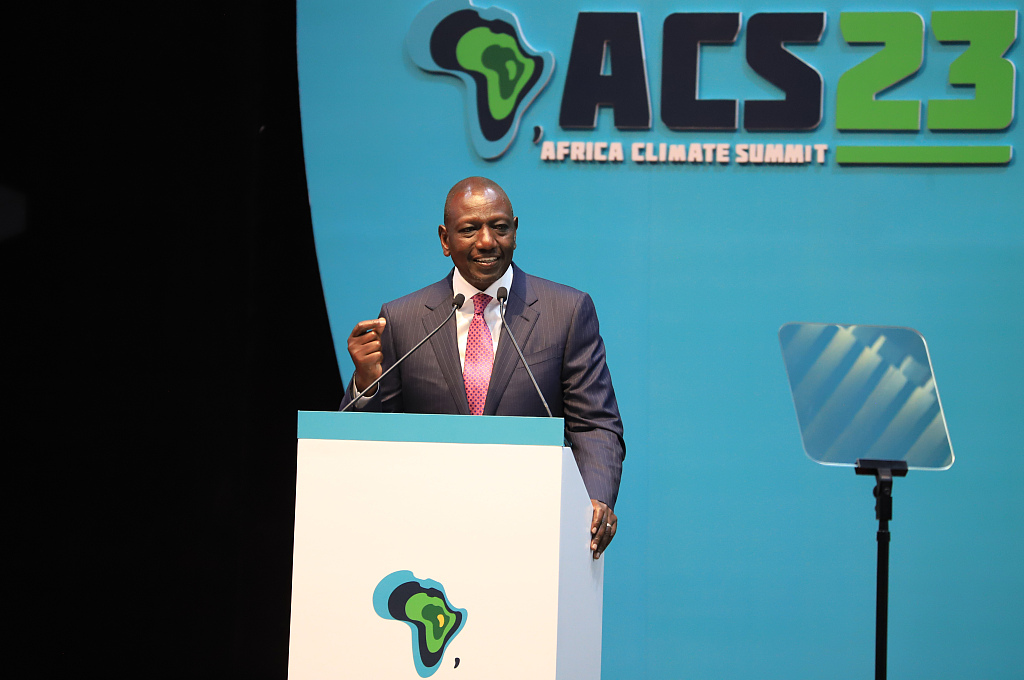 Kenyan President William Ruto speaks during the 1st Africa climate summit at the Kenyatta International Convention Center in Nairobi, Kenya on September 4, 2023. /CFP