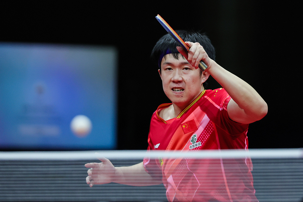 Wang Chuqin of China competes in the Asian Table Tennis Championships men's team final against Kao Cheng-Jui of Chinese Taipei in Pyeongchang, South Korea, September 6, 2023. /CFP