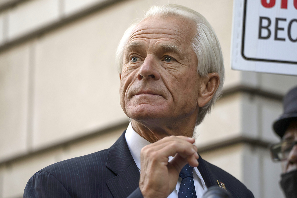 Peter Navarro speaks to the media as he departs federal court in Washington D.C., U.S., September 5, 2023. /CFP