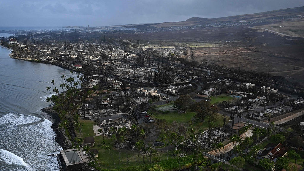 An aerial view of Lahaina after wildfires burned through the town on the island of Maui in Hawaii, the U.S., August 10, 2023. /VCG