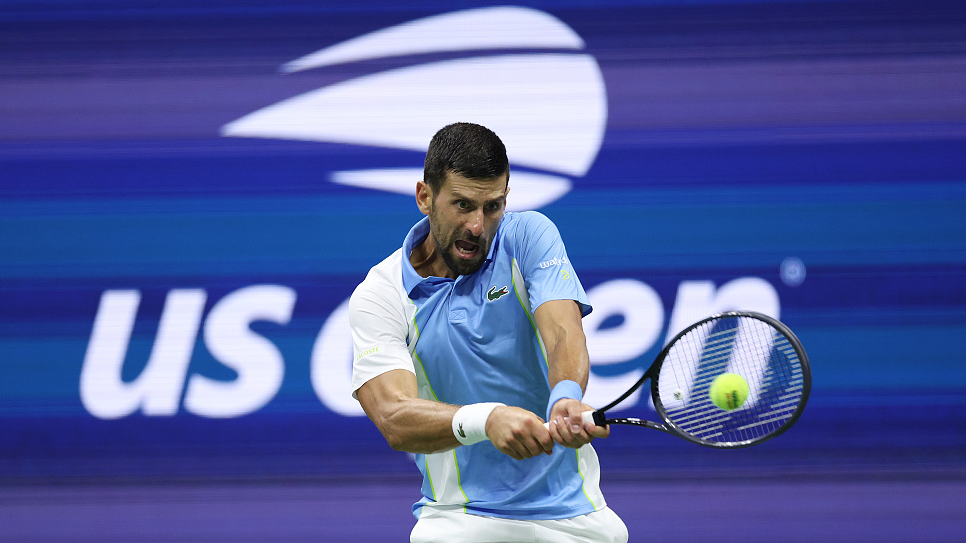 Novak Djokovic in action during U.S. Open men's singles semifinal in New York, U.S., September 8, 2023. /CFP